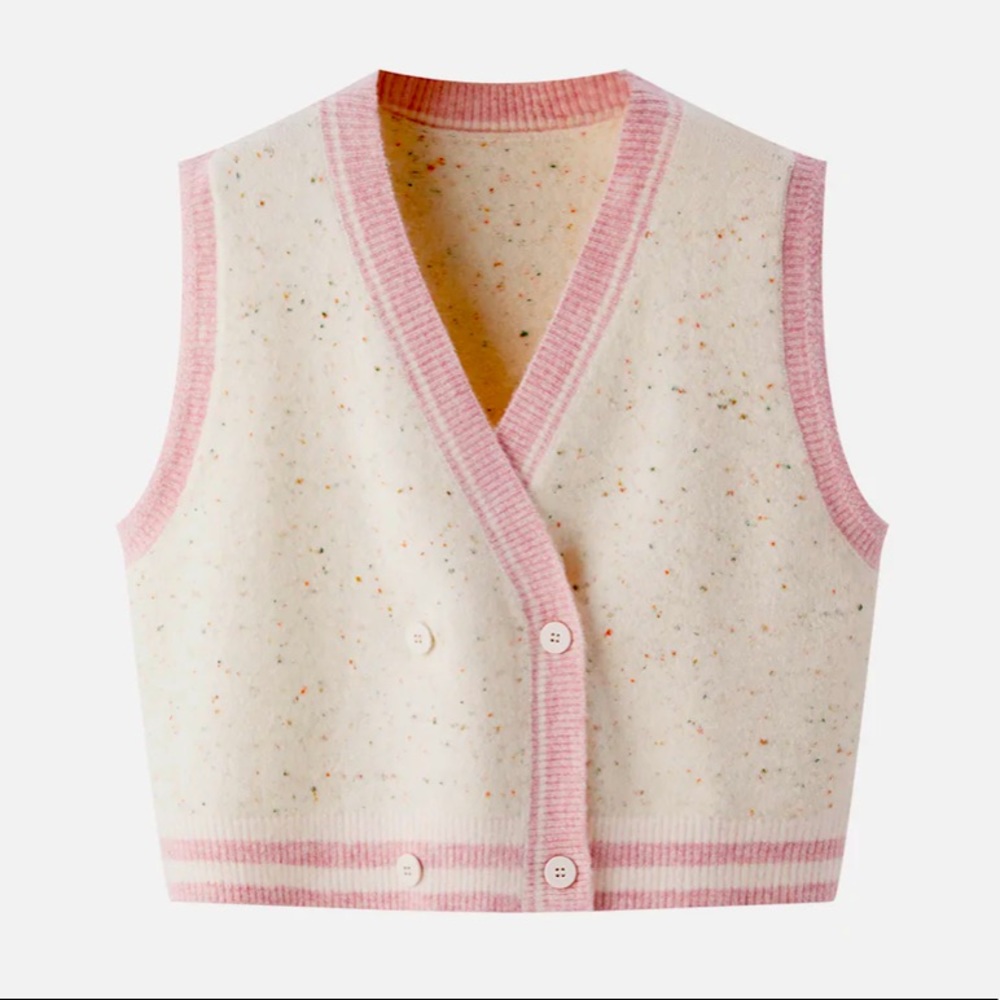 Ledin white and pink knitted cardigan